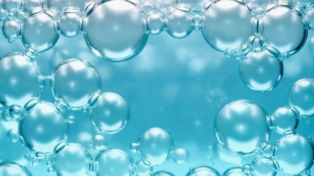 Abstract Blue Water Bubbles Macro 4K Generative AI