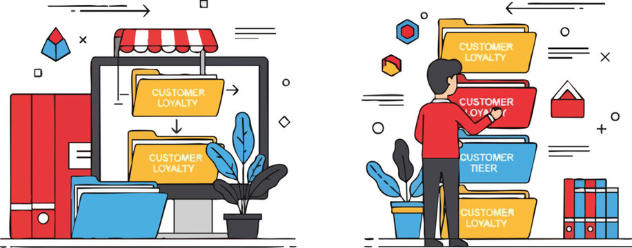 Business CRM and Customer Loyalty Management Flat Vector Concept