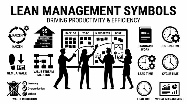Lean Management Symbols for Productivity and Efficiency