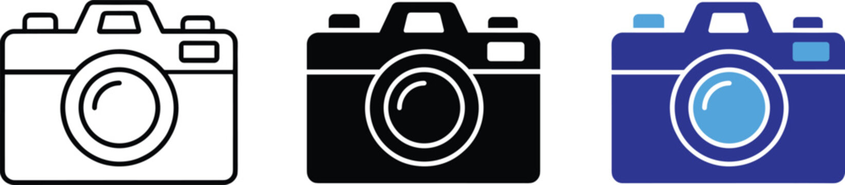 Modern Slr Camera Device Vector Illustration Set for Media and Photography Icons