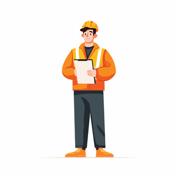 Man wearing orange safety uniform standing.