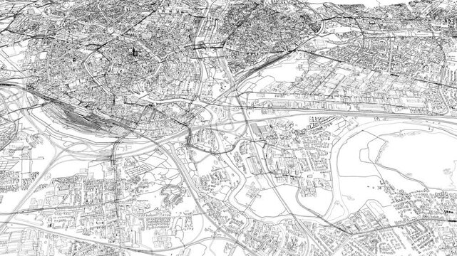3D looped animation of city - Strasbourg France
