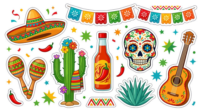 Vibrant mexican fiesta elements