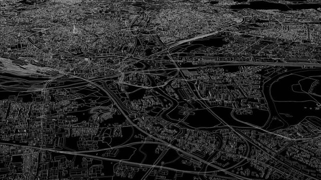 3D looped animation of city - Strasbourg France
