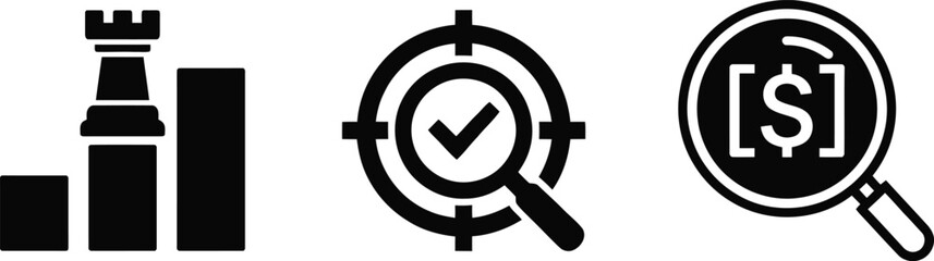 Set of business strategy and financial analysis icons © MstMinha