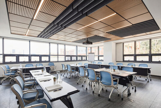 Contemporary Lecture Room With Office Chairs