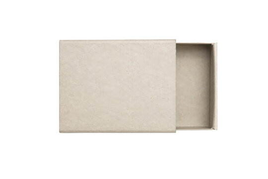 Blank small matchbox mockup with a partially open drawer isolated transparent, generative ai