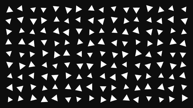 Dynamic white triangles motion on black background