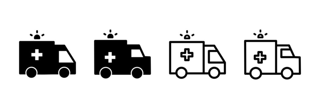 Ambulance icon symbol for apps and websites. ambulance truck sign and symbol. ambulance car
