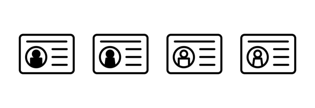 License icon symbol for apps and websites. ID card icon. driver license, staff identification card