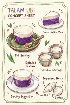 Talam Ubi Concept Sheet Delicious Traditional Filipino Dessert Illustration.