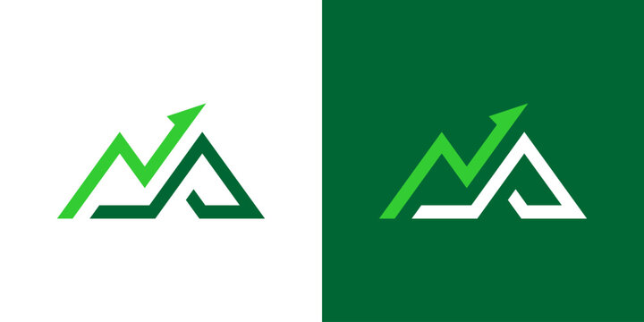 A creative logo design combination of mountain and arrow shape, logo for financial investment, growth, icon