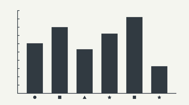 Minimalist Bar Graph Chart with Abstract Geometric Icons.