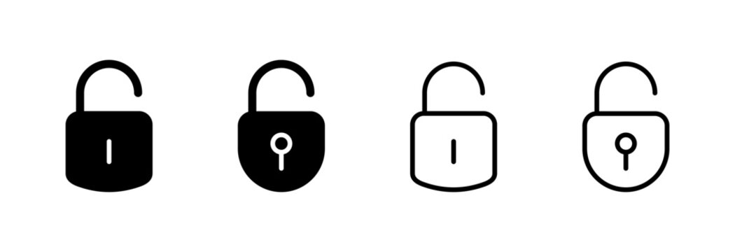 Unlock icon symbol for apps and websites. Unlock sign and symbol. unlocked padlock icon