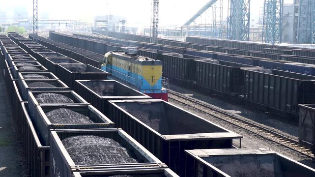 coal transportation stations in China are filled with freight trains.
