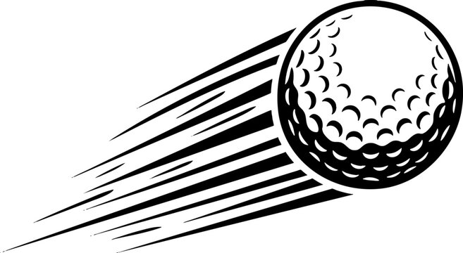 Speeding golf ball icon with motion lines vector illustration