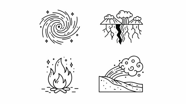 Weather and natural disaster icons.