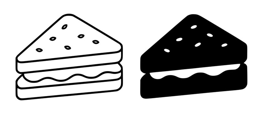 Sandwich minimalist illustration, outline and silhouette icon