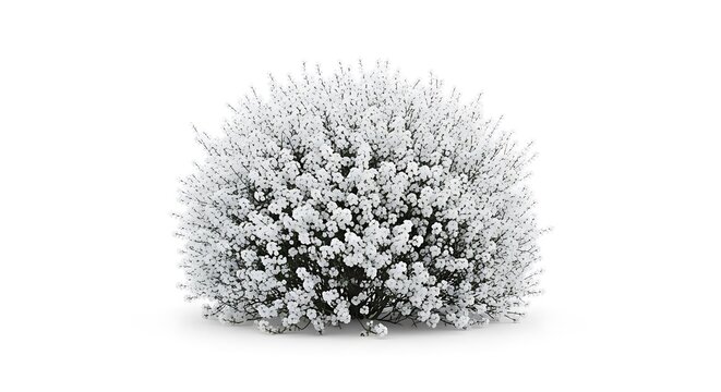 Frosted bush in winter landscape scene.