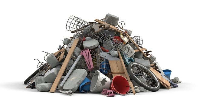 Large pile of discarded household waste.