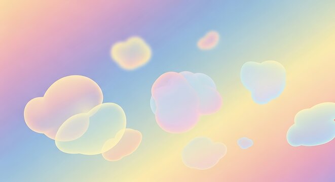 Pastel colorful bubbles floating freely.