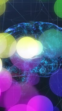 Vertical video: Bokeh orbs entering frame causing holo brain pulsing, layering and showing signals