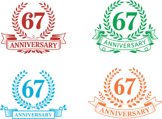 Fototapeta premium 67th anniversary logo set with laurel wreath