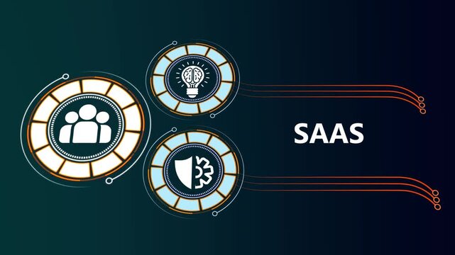 Saas software solutions concept with digital tech and network connectivity