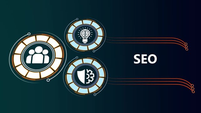 Seo digital marketing strategy concept with animated infographic