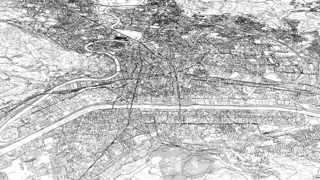 3D looped animation of city - Grenoble France