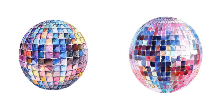 disco ball watercolor vector illustration