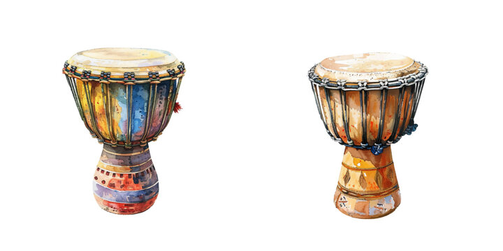 djembe watercolor vector illustration