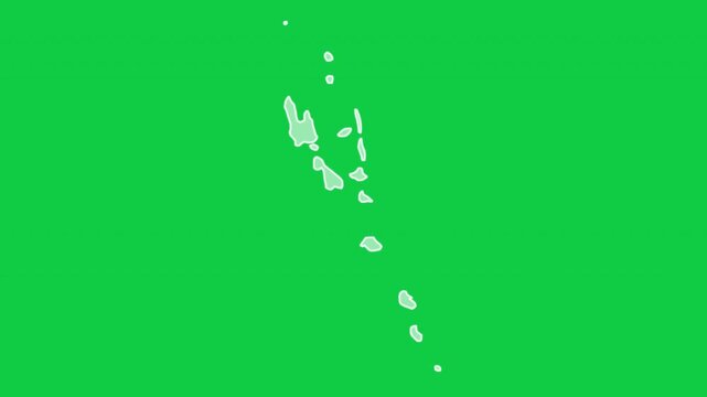 Vanuatu map glow trace outline animation green background