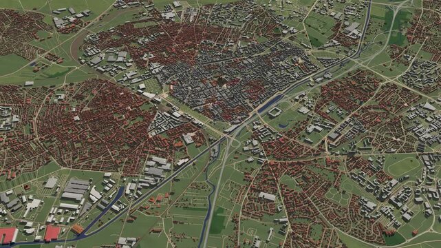 3D looped animation of city - Reims France