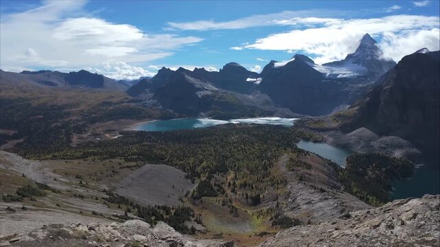 Panoramic Mount Assiniboine Landscape With Alpine Lakes in Canada