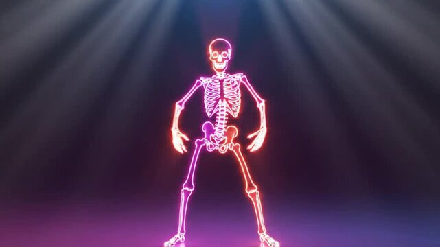 Glowing skeleton figure in motion ideal for sleek commercial backgrounds and title sequences