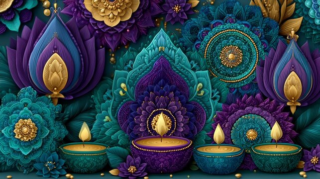 Cosmic mystical mandala background with ornate geometric patterns and deep jewel colors