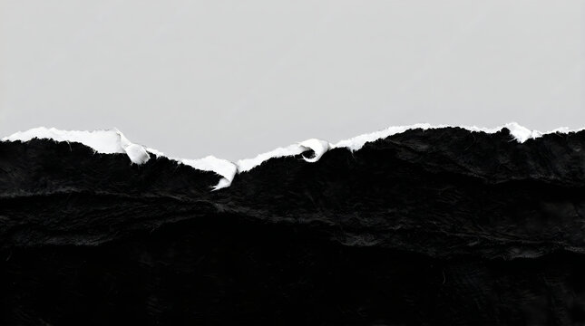Monochromatic abstract composition with a striking torn edge, creating a visual divide