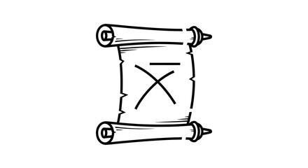 Obraz premium Antique Scroll with 'X' Mark - Hand Drawn Vector Icon