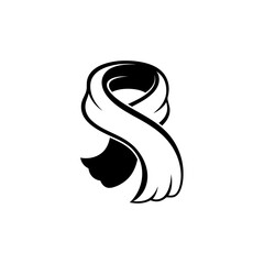 Obraz premium Black and white vector icon of a scarf, isolated on white background