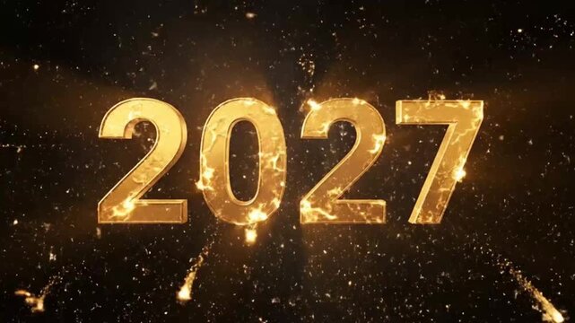 Golden numbers 2027 with sparkles representing futuristic concepts and abstract thought