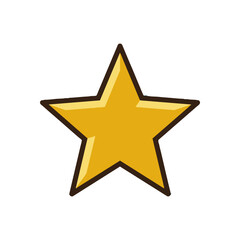 Obraz premium A vibrant golden five-pointed star icon, beautifully outlined, representing excellence, high quality, favorite status, or a top rating in digital user interfaces, web content, and decorative graphics
