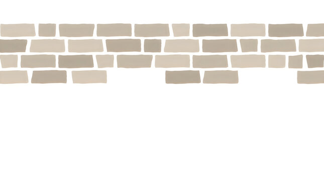 A textured brick wall pattern with varying shades of beige against a clean white background