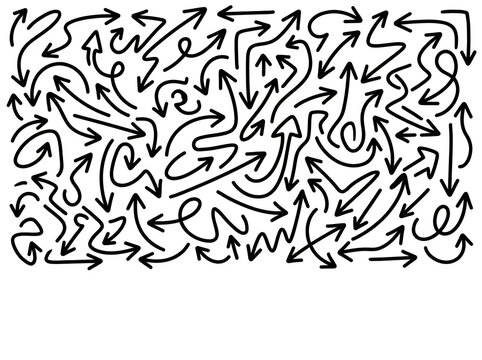 A Diverse Collection of Hand-Drawn Arrows in Various Styles and Directions on a White Background