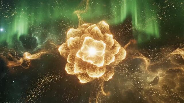 Cosmic explosion with aurora lights ideal for sleek commercial backgrounds and title sequences