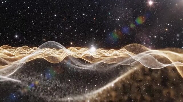 Cosmic wave in space emphasizing fluid motion and vibrant color palettes