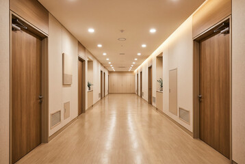 Obraz premium Contemporary Hospital Hallway With Sterile Interior