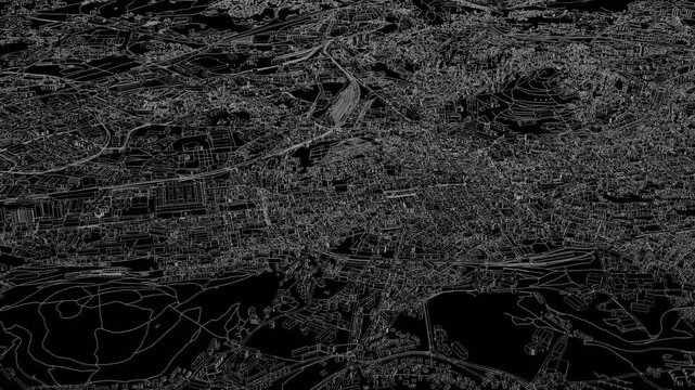 3D looped animation of city - Saint-&Eacute;tienne France