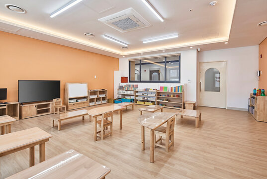 Contemporary Kids Library Interior With Soft Seating