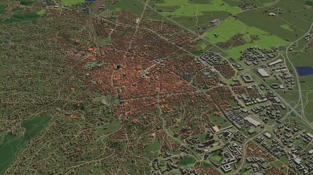 3D looped animation of city - Nimes France